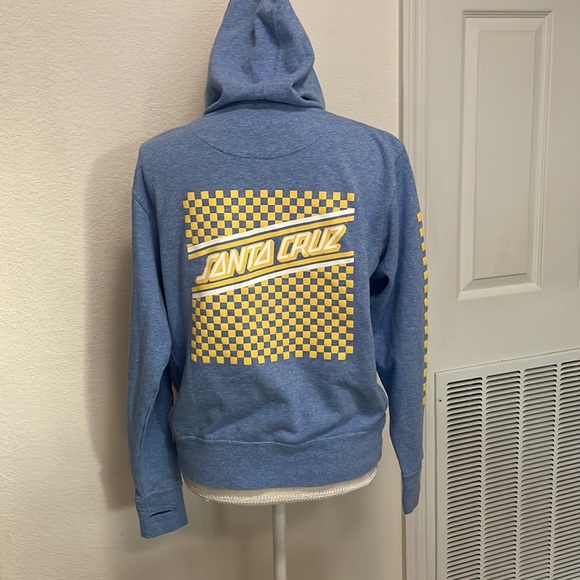 SANTA CRUZ skater sweatshirt size small. Light blue with yellow check. ECU - Picture 5 of 16